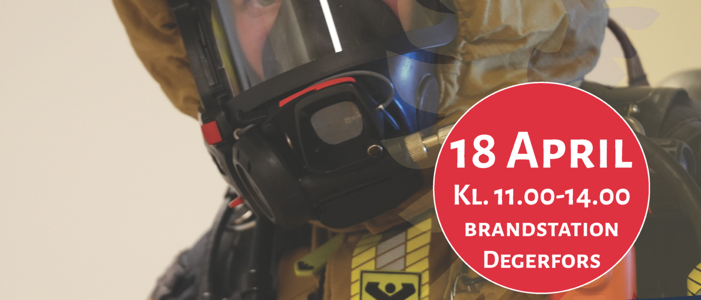 Poster för prova på - dag för tjejer. Brandman iklädd rökdykarutrustning samt Information om tillfället.