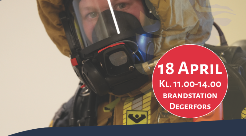 Poster för prova på - dag för tjejer. Brandman iklädd rökdykarutrustning samt Information om tillfället.